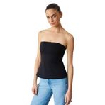 Grimelange Orıana Kadın Slim Fit Straplez Siyah Bluz, M