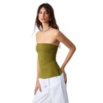 Grimelange Orıana Kadın Slim Fit Straplez Yeşil Bluz, L