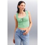 Grimelange Paolina Kadın Crop Yeşil Bluz
