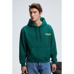 GRIMELANGE PASCAL Erkek Kapüşonlu Kanguru Cepli Önü Ve Sırtı Baskılı Regular Fit Yeşil Sweatshirt