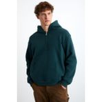 GRIMELANGE Pavle Erkek Kapüşonlu Kanguru Cepli Fermuar Yakalı Yeşil Sweatshirt