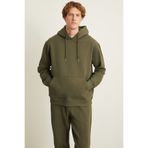 GRIMELANGE PERCIVAL Erkek 3 İplik İçi Şardonlu Süs Etiketi Detaylı Kanguru Cepli Kapüşonlu Sweatshirt