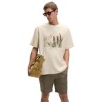 Grimelange Plantasia Erkek%100 Organik Pamuk Baskı Ve Nakış Detaylı Kısa Kollu Vanilya T-Shirt, M