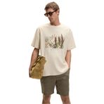Grimelange Plantasia Erkek%100 Organik Pamuk Baskı Ve Nakış Detaylı Kısa Kollu Vanilya T-Shirt, S