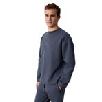 Grimelange PLEMON Erkek Bisiklet Yaka Uzun Kol Baskı Detaylı Oversize Gri Sweatshirt Gri M