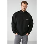 GRIMELANGE Radıant Erkek Yarım Fermuarlı Dik Yakalı Nakışlı Siyah Sweatshirt