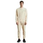 GRIMELANGE Raırok Erkek İçi Polarlı Comfort Bej Oversize Nakışlı Sweatshirt Vanilya