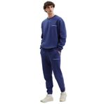 Grimelange Rairok Erkek İçi Polarlı Comfort Oversize Nakışlı Lacivert Sweatshirt, L