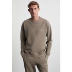 Grimelange Raırok Erkek Içi Polarlı Comfort Oversize Nakışlı Vizon Sweatshirt Vizon L