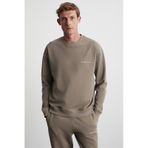 GRIMELANGE Raırok Erkek Içi Polarlı Comfort Oversize Nakışlı Vizon Sweatshirt