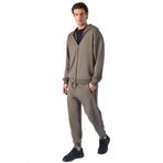 Grimelange RALF Erkek Kapüşonlu Uzun Kol Baskı Detaylı Fermuarlı Oversize Koyu Kahverengi Sweatshirt