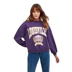 GRIMELANGE Ramona Kadın Oversize Yumuşacık İçi Polarlı Organik Pamuklu Baskılı Yuvarlak Yakalı Sweatshirt Mor