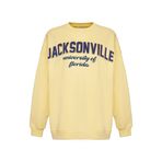 Grimelange Ramona Kadın Oversize Yumuşacık İçi Polarlı Organik Pamuklu Baskılı Yuvarlak Yakalı Sweatshirt, S