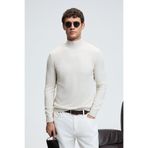 GRIMELANGE REBEL Erkek Yarım Balıkçı Yaka Basic Regular Fit Triko Bej Kazak