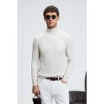 Grimelange REBEL Erkek Yarım Balıkçı Yaka Basic Slim Fit Triko Bej Kazak - XL