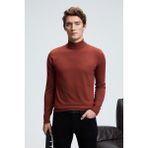 Grimelange REBEL Erkek Yarım Balıkçı Yaka Basic Slim Fit Triko Kiremit Rengi Kazak - 2XL