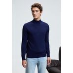 Grimelange REBEL Erkek Yarım Balıkçı Yaka Basic Slim Fit Triko Lacivert Kazak - XL