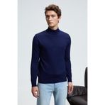 GRIMELANGE REBEL Erkek Yarım Balıkçı Yaka Basic Slim Fit Triko Lacivert Kazak