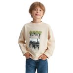 Grimelange REMCO Erkek Çocuk Nakışlı Yuvarlak Yaka Krem Sweatshirt Krem 5-6 Yaş