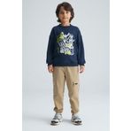 Grimelange REMCO Erkek Çocuk Nakışlı Yuvarlak Yaka Lacivert Sweatshirt Lacivert 9-10 Yaş