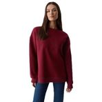Grimelange Ricenni Kadın Bisiklet Yaka Oversize Bordo Sweatshirt, M