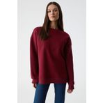 Grimelange Ricenni Kadın Bisiklet Yaka Oversize Bordo Sweatshirt, S