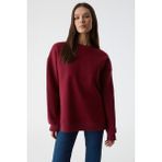Grimelange Rıcennı Kadın Bisiklet Yaka Oversize Bordo Sweatshirt