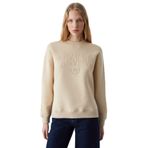Grimelange Ricenni Kadın Bisiklet Yaka Oversize Taş Rengi Sweatshirt, L