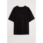 Grimelange River Erkek Nakış İşlemeli Oversize %100 Organik Pamuk Örme T-shirt, Siyah, XL