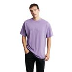 Grimelange River Erkek Oversize Fit Bol Kesim Nakış İşlemeli Basic Örme T-shirt, Mor, 2XL