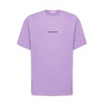 Grimelange River Erkek Oversize Fit Bol Kesim Nakış İşlemeli Basic Örme T-shirt, Mor, XL