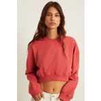GRIMELANGE ROSELA Kadın İçi Şardonlu Sıcak Tutan Bisiklet Yaka Kırmızı Crop Sweatshirt