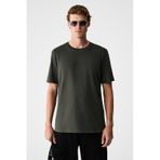 Grımelange Rudy Erkek %100 Organik Pamuk Nefes Alan İç Göstermeyen Bisiklet Yaka Basic Haki T-shirt Haki