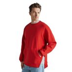 GRIMELANGE Santıagos Erkek Kangruru Cepli Fermuar Detaylı Arkası Yazı Baskılı Kırmızı Sweatshirt