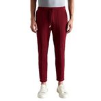 Grimelange Scuby Erkek Diagonel Organik Kumaşlı İçi Polarsız Nervürlü 3 Cepli Jogger Eşofman Altı, Bordo, S