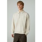 Grimelange Shiftd Erkek Fermuarlı Yaka Uzun Kollu Fermuarlı Bej Sweatshirt, L