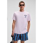 Grimelange Sonora Erkek Baskı Detaylı%100 Organik Pamuk Regular Fit Kısa Kollu Pembe T-Shirt, XL