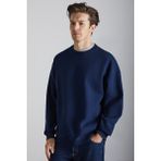 Grimelange Stephan Erkek Yumuşacık Kumaşlı organik Pamuklu Oversize Fit Yuvarlak Yakalı Lacivert Sweatshirt - 2XL