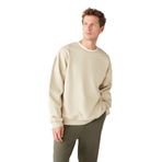 Grimelange Stephan Erkek Yumuşacık Kumaşlı Organik Pamuklu Oversize Fit Yuvarlak Yakalı Sweatshirt, Bej, S