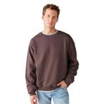 Grimelange Stephan Erkek Yumuşacık Kumaşlı Organik Pamuklu Oversize Fit Yuvarlak Yakalı Sweatshirt, Kahverengi, M