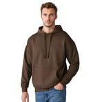 Grimelange Steve Erkek Yumusaçık Kumaşlı Kordonlu Oversize Kapüşonlu Kanguru Cepli Kahverengi Sweatshirt, M
