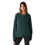 Grimelange Susana Kadın Bisiklet Yaka İçi Polarlı Oversize Fit Basic Sweatshirt, Koyu Yeşil, L