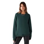 Grimelange Susana Kadın Bisiklet Yaka İçi Polarlı Oversize Fit Basic Sweatshirt, Koyu Yeşil, S