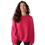 Grimelange Susana Kadın Bisiklet Yaka İçi Polarlı Oversize Fit Basic Sweatshirt, Pembe, XL