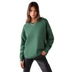 Grimelange Susana Kadın Bisiklet Yaka İçi Polarlı Oversize Fit Basic Sweatshirt, Yeşil, S