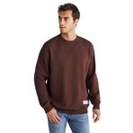 Grimelange Travis Erkek Organik Kumaşlı Yumuşacık Regular Fit Yuvarlak Yakalı Kahverengi Sweatshirt, M