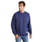 Grimelange Travis Erkek Organik Kumaşlı Yumuşacık Regular Fit Yuvarlak Yakalı Lacivert Sweatshirt, 2XL