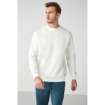 GRIMELANGE Travis Erkek Yumuşacık Kumaşlı Regular Fit Yuvarlak Yakalı Beyaz Sweatshirt