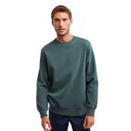Grimelange TRAVIS Erkek Yumuşacık Kumaşlı Regular Fit Yuvarlak Yakalı Koyu Yeşil Sweatshirt S
