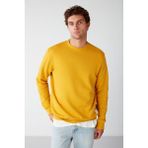 Grimelange Travis Erkek Yumuşacık Kumaşlı Regular Fit Yuvarlak yakalı Safran Sarı Sweatshirt - 2XL